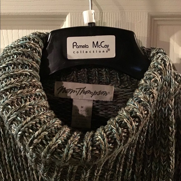 NORM THOMPSON VINTAGE SPLIT COWL NECK SWEATER M - Picture 3 of 3